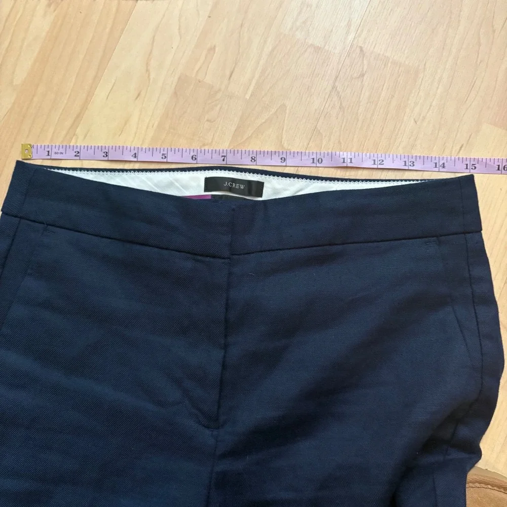 J CREW Hayden Kickout Crop Pant In Stretch Linen Navy‎ Blue Sie 8P